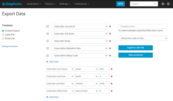 SimpleCirc subscriber management custom reporting